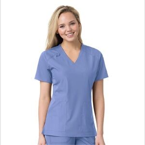 CARHARTT WOMEN'S FORCE LIBERTY TWILL V-NECK SCRUB TOP SMALL